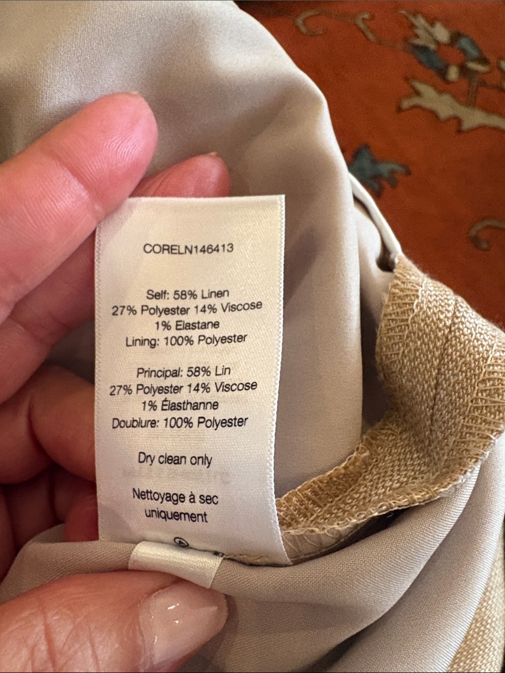 Veronica Beard Tan Tailored Chinos with Button-Tab Waist BWT - Picture 5 of 5